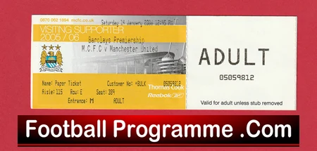 Manchester City v Manchester United 2006 - Match Ticket - Image 2