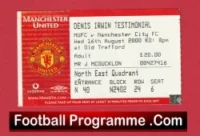Manchester United Denis Irwin Testimonial Ticket Man Utd 2000