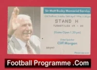 Manchester United Matt Busby Memorial Service Old Trafford Ticket 1994