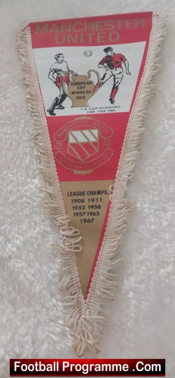 Manchester United Pennant Flag 1967 - Roll of Honour - football memorabilia