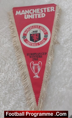 Manchester United Pennant Flag 1968 - European Cup Winners - football memorabilia
