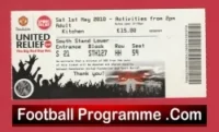 Manchester United Sport Relief Football Ticket Old Trafford 2010