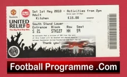 Manchester United Sport Relief Football Ticket Old Trafford 2010 - football memorabilia
