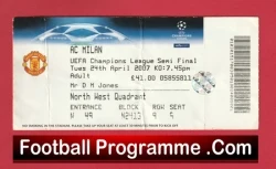 Manchester United v AC Milan 2007 - Match Ticket - football memorabilia