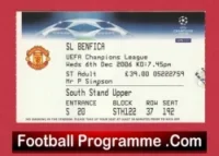 Manchester United v Benfica 2006 – Football Ticket