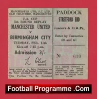 Manchester United v Birmingham City 1969 – FA Cup Replay Ticket