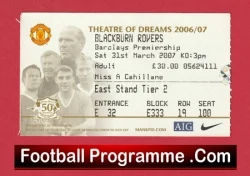 Manchester United v Blackburn Rovers 2007 - Match Ticket - football memorabilia