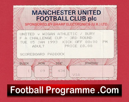 Manchester United v Bury 1993 - FA Cup Ticket Man Utd - Image 2