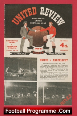 Manchester United v Charlton Athletic 1956 - Bobby Charlton 1st Reprint Replica - football programme