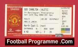 Manchester United v Charlton Athletic 2002 - Football Ticket - football memorabilia
