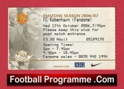 Manchester United v Copenhagen 2006 - Match Ticket Fanzone - football memorabilia