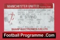 Manchester United v Derby County 1988 – Man Utd Ticket