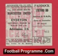 Manchester United v Everton 1969 – FA Cup Football Ticket
