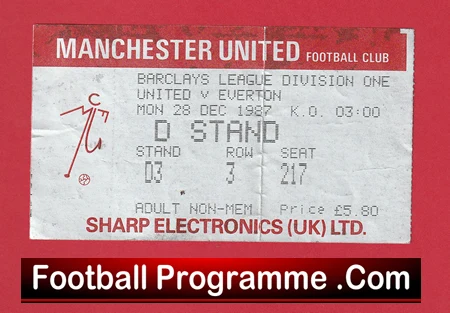 Manchester United v Everton 1987 - Football Match Ticket - Image 2