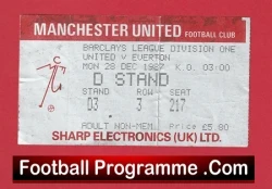 Manchester United v Everton 1987 - Football Match Ticket - football memorabilia