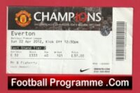 Manchester United v Everton 2012 – Match Ticket