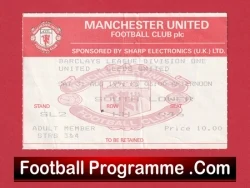 Manchester United v Leeds United 1991 - Football Ticket - football memorabilia