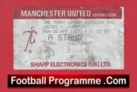 Manchester United v Liverpool 1987 – Man Utd Football Ticket