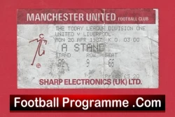 Manchester United v Liverpool 1987 - Man Utd Football Ticket - football memorabilia