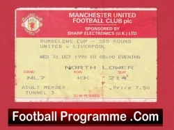 Manchester United v Liverpool 1990 - Football Ticket - football memorabilia