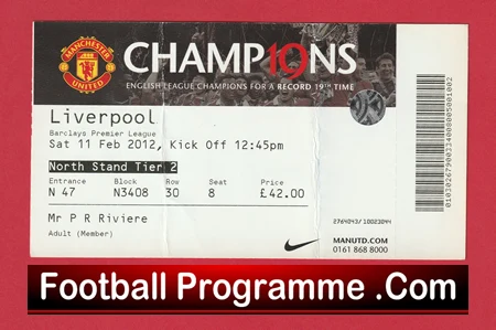 Manchester United v Liverpool 2012 - Match Ticket - Image 2