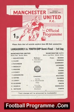 Manchester United v Manchester City 1976 - Youth Cup Semi Final - football programme