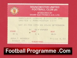 Manchester United v Manchester City 1990 - Football Ticket - football memorabilia