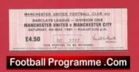 Manchester United v Manchester City 1991 – Match Ticket