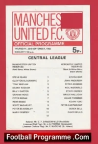 Manchester United v Newcastle United 1982 – Reserves + Clayton Blackmore