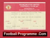 Manchester United v Norwich City 1989 – Match Ticket