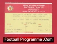 Manchester United v Nottingham Forest 1990 – Match Ticket