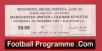 Manchester United v Oldham Athletic 1991 – Match Ticket