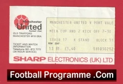 Manchester United v Port Vale 1983 - Football Match Ticket - football memorabilia