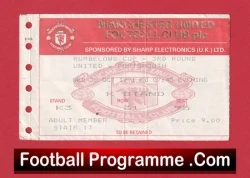 Manchester United v Portsmouth 1991 - Football Ticket - football memorabilia