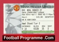 Manchester United v Real Madrid 2003 – Football Ticket