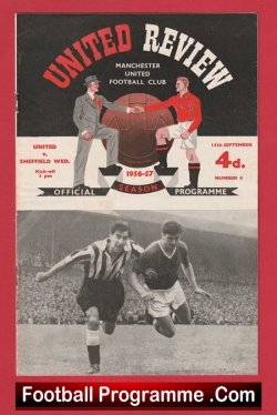 Manchester United v Sheffield Wednesday 1956 + Token Sheet - football programme