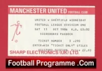 Manchester United v Sheffield Wednesday 1986 – Man Utd Ticket
