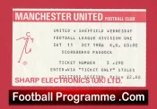 Manchester United v Sheffield Wednesday 1986 – Man Utd Ticket