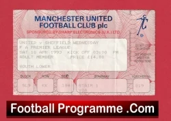 Manchester United v Sheffield Wednesday 1993 - Football Ticket - football memorabilia