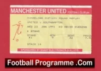Manchester United v Southampton 1991 – Match Ticket