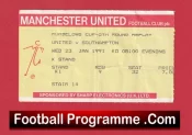 Manchester United v Southampton 1991 – Match Ticket