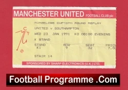 Manchester United v Southampton 1991 - Match Ticket - football memorabilia