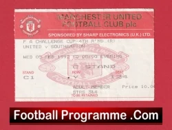 Manchester United v Southampton 1992 - Football Ticket - football memorabilia