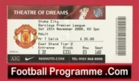 Manchester United v Stoke City 2008 – Football Ticket