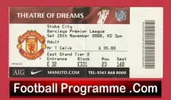 Manchester United v Stoke City 2008 - Football Ticket - football memorabilia