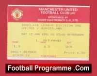 Manchester United v Sunderland 1991 – Football Ticket