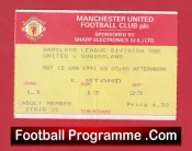Manchester United v Sunderland 1991 – Football Ticket