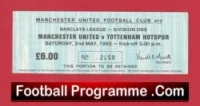 Manchester United v Tottenham 1992 – Football Ticket