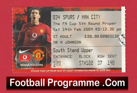 Manchester United v Tottenham 2004 - Football Match Ticket - Image 2
