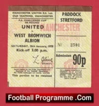 Manchester United v WBA 1978 – FA Cup Match Ticket